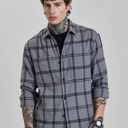 Snitch Men Opaque Checked Casual Shirt-image-53