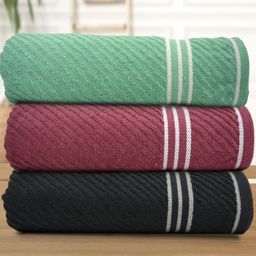 Myntra Elegant Homes Green & Red 3 Pieces Striped Cotton 400 GSM Bath Towels-image-40