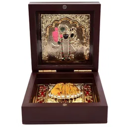 INTERNATIONAL GIFT Brown Metal Banke Bihari Charan Paduka Box-image-81