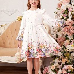 Billion Girls Floral Printed Bishop Sleeve Fit & Flare Dress-image-57