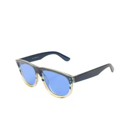 BAYBERRY Unisex Blue Lens & Black Square Sunglasses with-53