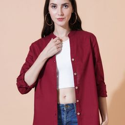 IX IMPRESSION Mandarin Collar Cotton Shirt Style Top-image-50