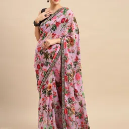KALINI Floral Poly Georgette Banarasi Saree-picture-46