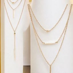 DressBerry Gold Toned Set Of 2 Stone Studded & Beaded Layered Necklaces-image-9