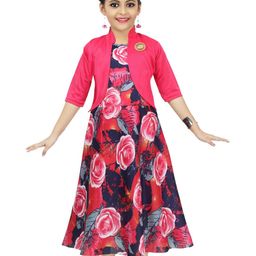 CHANDRIKA Girls Pink Viscose Rayon Dresses-image-43