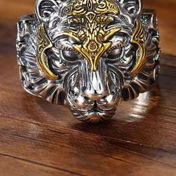 Thrillz Gold-Plated Stylish King Tiger Adjustable Rings-image-66