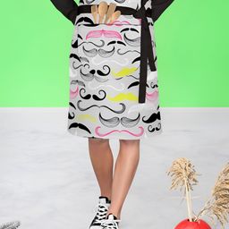 ArtzFolio Grey & Black Printed Cotton Waist Apron-5