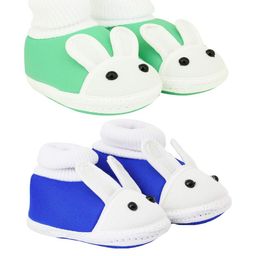 NESKA MODA Kids Pack Of 2 Green & Blue Cotton Booties-picture-11