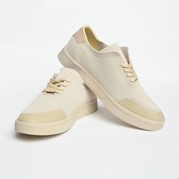 Snitch Men Beige Textured Mesh Sneakers-image-49