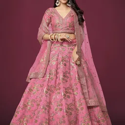 DIVASTRI Embroidered Sequinned Semi-Stitched Lehenga & Unstitched Blouse With Dupatta-16