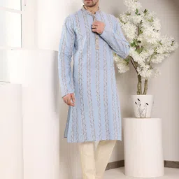 MULTI SHADES Ethnic Motifs Woven Design Pure Cotton Kurta With Trousers-picture-42
