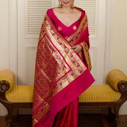 Parampara Ethnic Pure Silk Embroderid Saree With Beautiful Blouse-picture-1