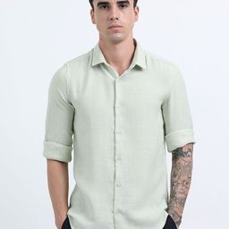 NEVER NEUD Men Regular Slim Fit Bars Linen Casual Shirt-image-9