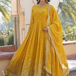 Fashion Basket Women Emboridered Work Georgette Anarkali Ethnic Dress With Dupatta-image-45