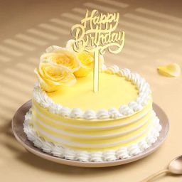 Yellow Roses Happy Birthday Cake-image-3
