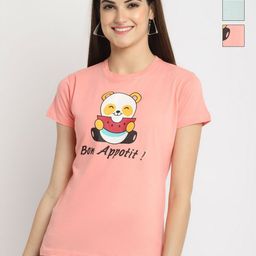 Tromko Women Pack of 3 Graphic Printed Round Neck Cotton Regular Fit T-shirts-picture-11