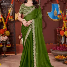 DHARMEE Sequinned Embellished Border Saree-12