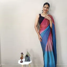 DIVASTRI Leheriya Satin Ready to Wear Jamdani Saree-image-19