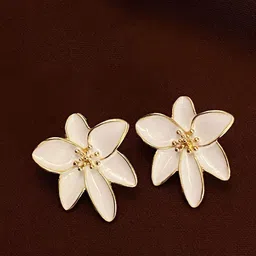 KRENOZ Gold Plated Enamelled Floral Shaped Studs-20