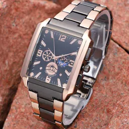 French Accent Men Embellished Dial & Stainless Steel Bracelet Style Straps Analogue Watch SS25_FAWC1018-32