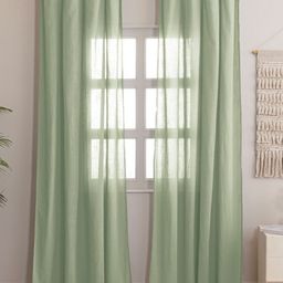 HOMEMONDE Green Set of 2 Sheer Door Curtain-17