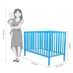 Babyhug Visby Wooden Cot with 3 Level Height Adjustment & Plug and Play Assembly - Blue image 3
