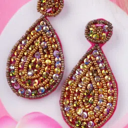 Adwitiya Artificial Beads Studded Contemporary Shaped Drop Earrings-image-76