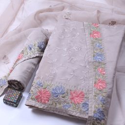 Meena Bazaar Embroidered Organza Unstitched Dress Material-image-46