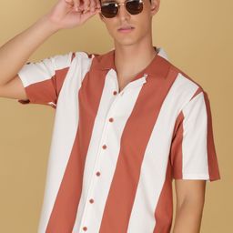 V-Mart Vertical Striped Spread Collar Cotton Casual Shirt-image-54