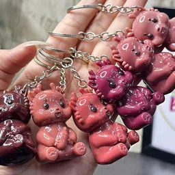 Adbeni Set Of 2 Cartoon Keychain Cute Glossy Lip Gloss- 5 ml Each- Shade- 01- 05 image 2