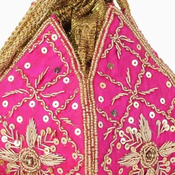 Anouk Embellished Sequinned lotus Leaf Shaped Potli Clutch image 2