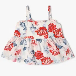 GAP Girls Floral Printed Pure Cotton Spaghetti Strap Peplum Top-picture-29