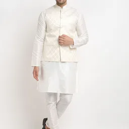Kaifoo Men Regular Dupion Silk Kurta with Churidar-23