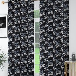 bsb home Black & Grey Set of 2 Floral Window Curtain-47