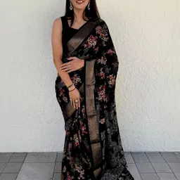 KALINI Floral Zari Art Silk Banarasi Saree-image-92