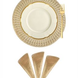 Aura Copper-Toned 4 Pieces Textured Round Table Placemats-58