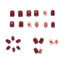 The Pink Truck Set Of 24 Artificial Reusable Nails With Golden Design-96
