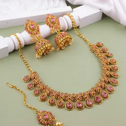 VATSALYA creation Gold-Plated Stone Studded Jewellery Set-21