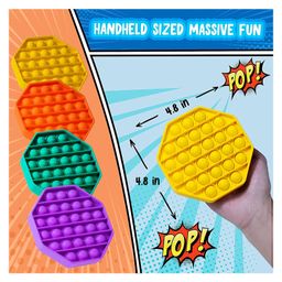 FunBlast Octagonal Shape Pop Bubble Stress Relieving Silicone Pop It Fidget Toy - Multicolor image 4