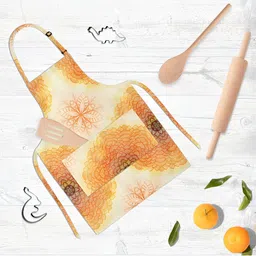 ArtzFolio Beige & Yellow Printed Cotton Aprons-14