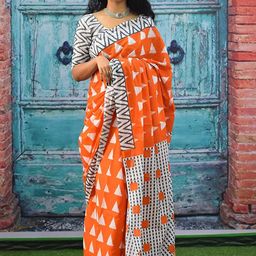 Pinkcity Trade World Floral Pure Cotton Bagru Saree-28