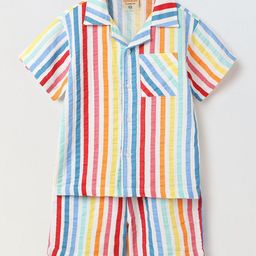 SPUNKIES Boys Striped Shirt with Shorts-54
