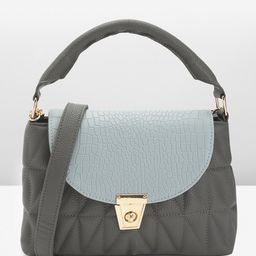 Carlton London Colourblocked Structured Satchel with Quilted Detail-image-9