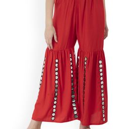 CLAFOUTIS Women Floral Embellished High-Rise Easy Wash Pleated Jodhpuris Trousers-picture-36