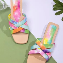 GERIEF Women Colourblocked Open Toe Flats-image-93