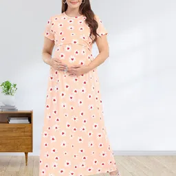 MomsBae Women Floral Printed Maxi Maternity Nightdress-picture-27