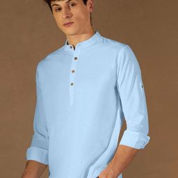 Zombom Men Mandarin Collar Straight Kurta-image-33