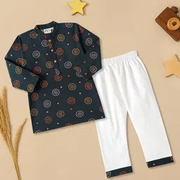 Desi Soota Infants Boys Ethnic Motifs Mandarin Collar Pure Cotton Kurta With Pyjamas-picture-7