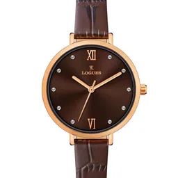 L LOGUES Women Brass Dial & Leather Straps Analogue Watch L E-685 WL-05-image-8