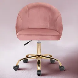 nestroots Pink & Gold-Toned Luxury Tufted Office Chair With Wheels-image-59